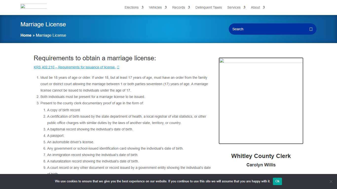 Marriage License - Whitley County Clerk